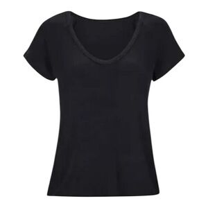 CAbi Black Tranquil Tee 6125 Scoop Neck Short Sleeve Ribbed Womens Size XS